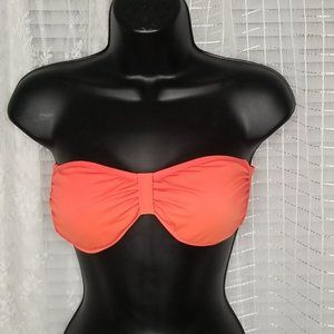 2/$25 or 3/$30  Neon Caution Orange Unlined Bandeau Bikini Swim SuitTop SzS